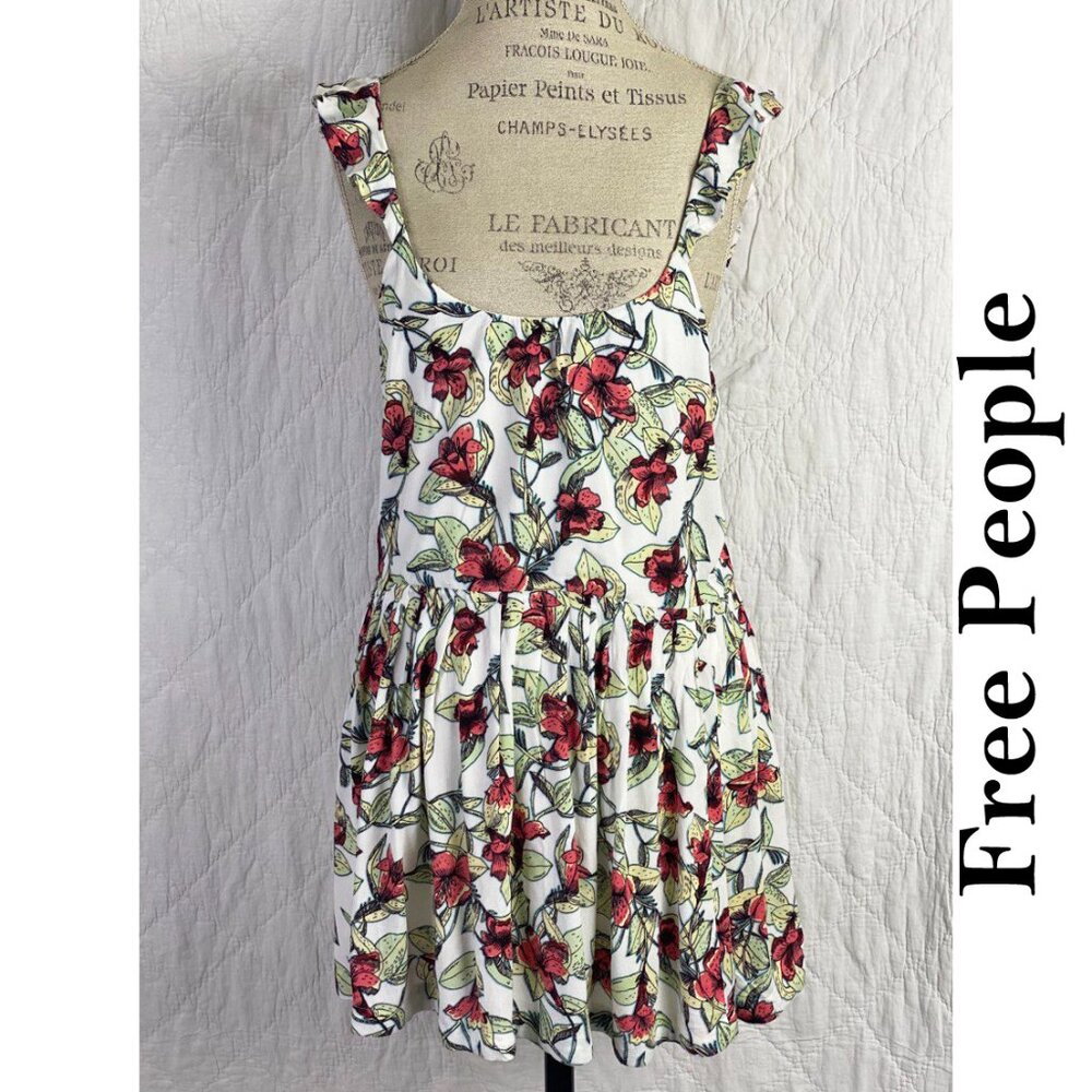 Free People Floral Gypsy Mini Dress Peasant Boho